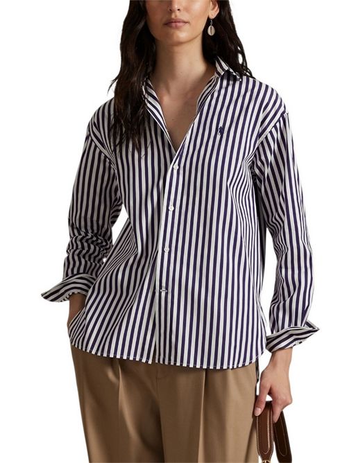 camicia donna a righe bianco e viola Ralph Lauren | 211910743030
